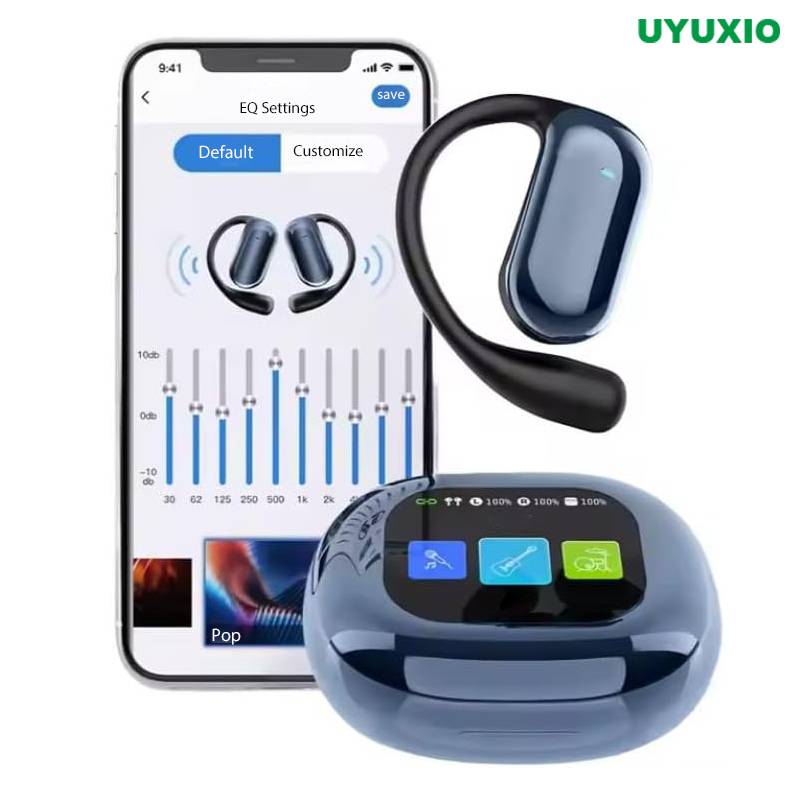 UYUXIO Open Ear Bone Conduction Headphones BT 5.4 Wireless Earbuds with Digital Display 60H Playtime IPX7 Waterproof Earphone