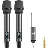 TONOR Trådlöst Mikrofonsystem Trådlös handhållen Mikrofon Inalambrico, UHF-60m Intervall, 2x20 Mikrofoner Med Stabil Signalöverföring för Karaoke Sångfest Kyrkans Bröllop PA-Högtalare TW520