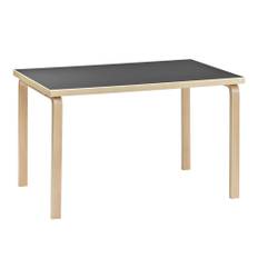 Artek - Aalto Bord 81B, Svart linoleum, Klarlackad - Spiseborde - Alvar Aalto - Sort - Træ/Plast