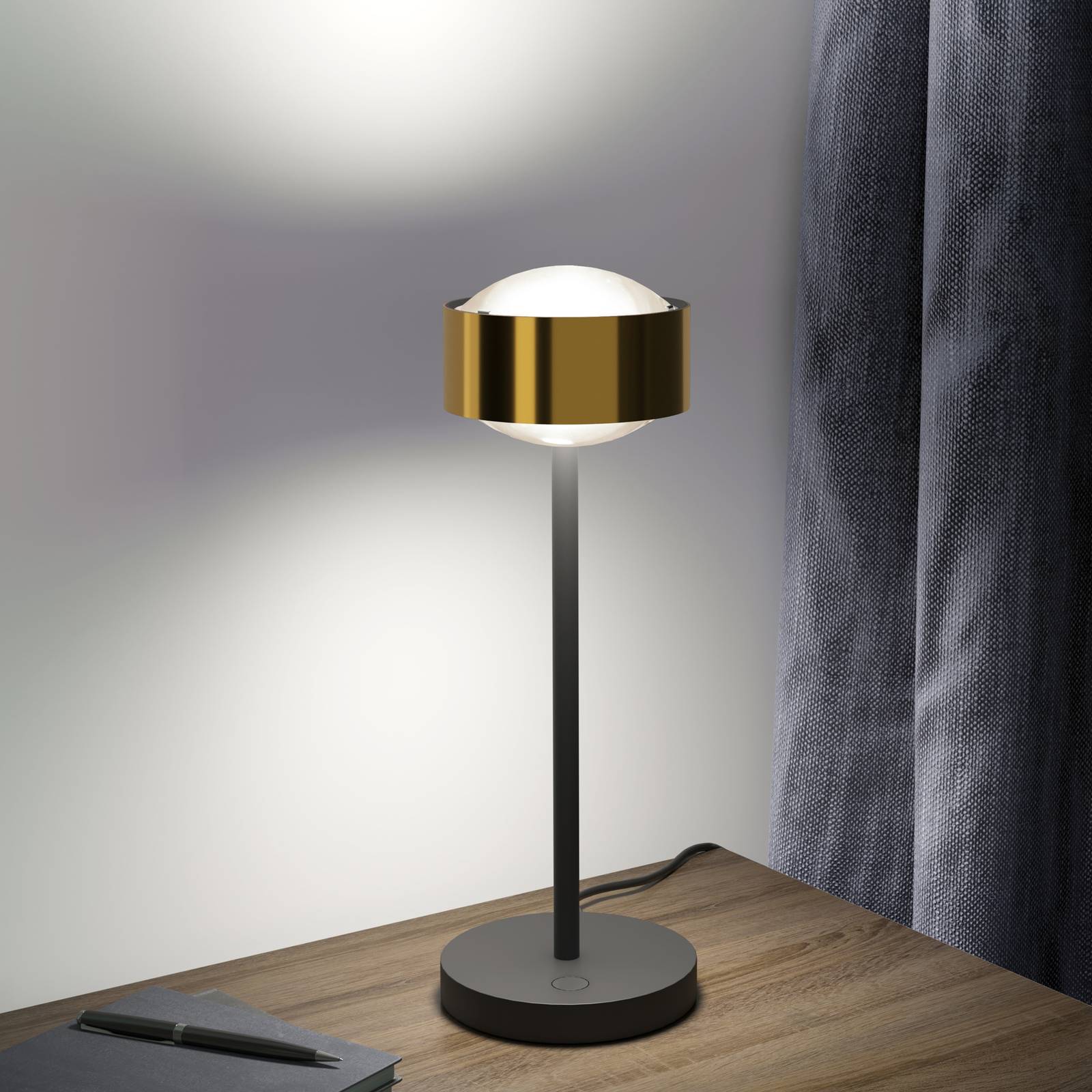 Top Light LED bordslampa Puk! 120 Eye Table, dimbar, Svart, Vardagsrum / matsal, Aluminium / grå / zink, Modern, LED-bordslampa