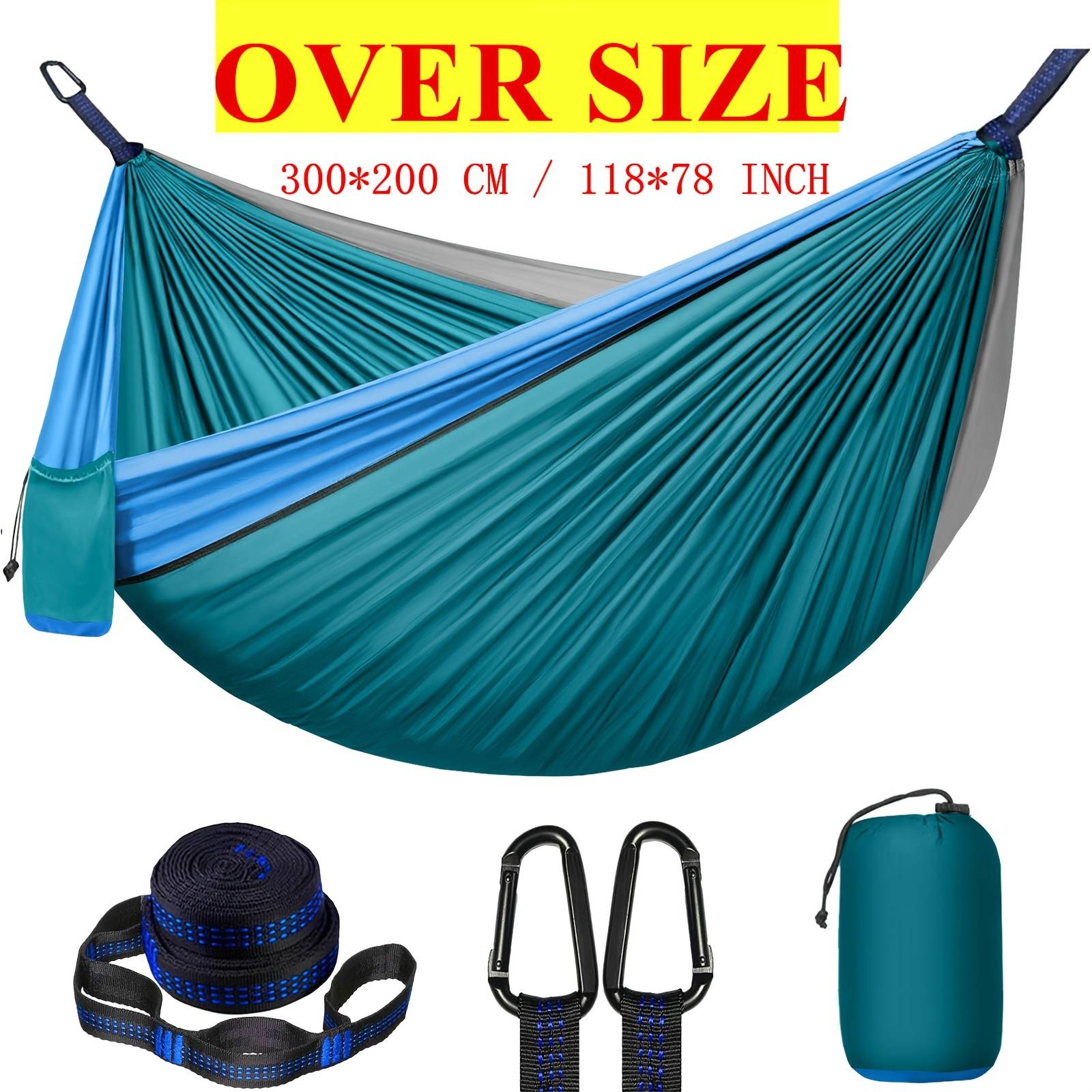 Extra Large Double Camping Hammock, 3 Meters Long And 2 Meters Wide (300*200cm), Or Small Size(260x140cm). Includes 2 2-meter Tree Straps, -shaped Stainless Steel Buttons, Without Battery