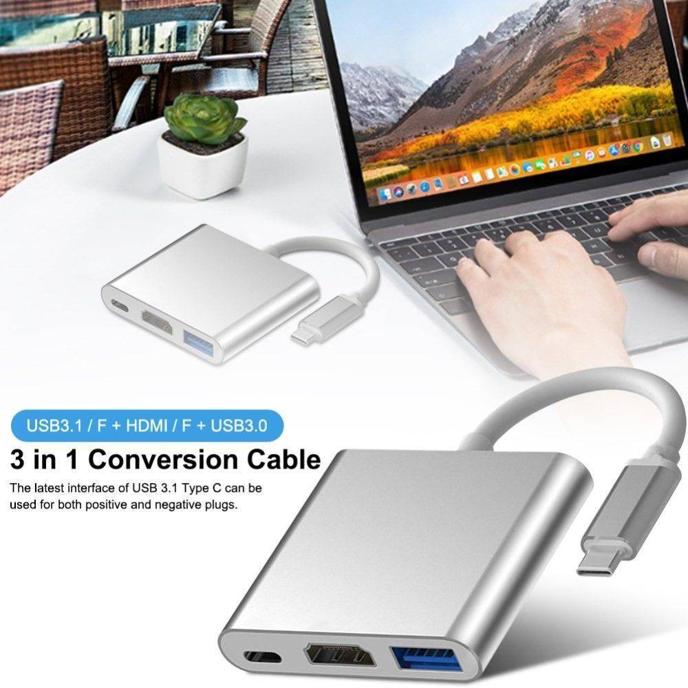 USB-C type-C till HDMI HUB adapter - 4K Full HD HD - 3-i-1 Design