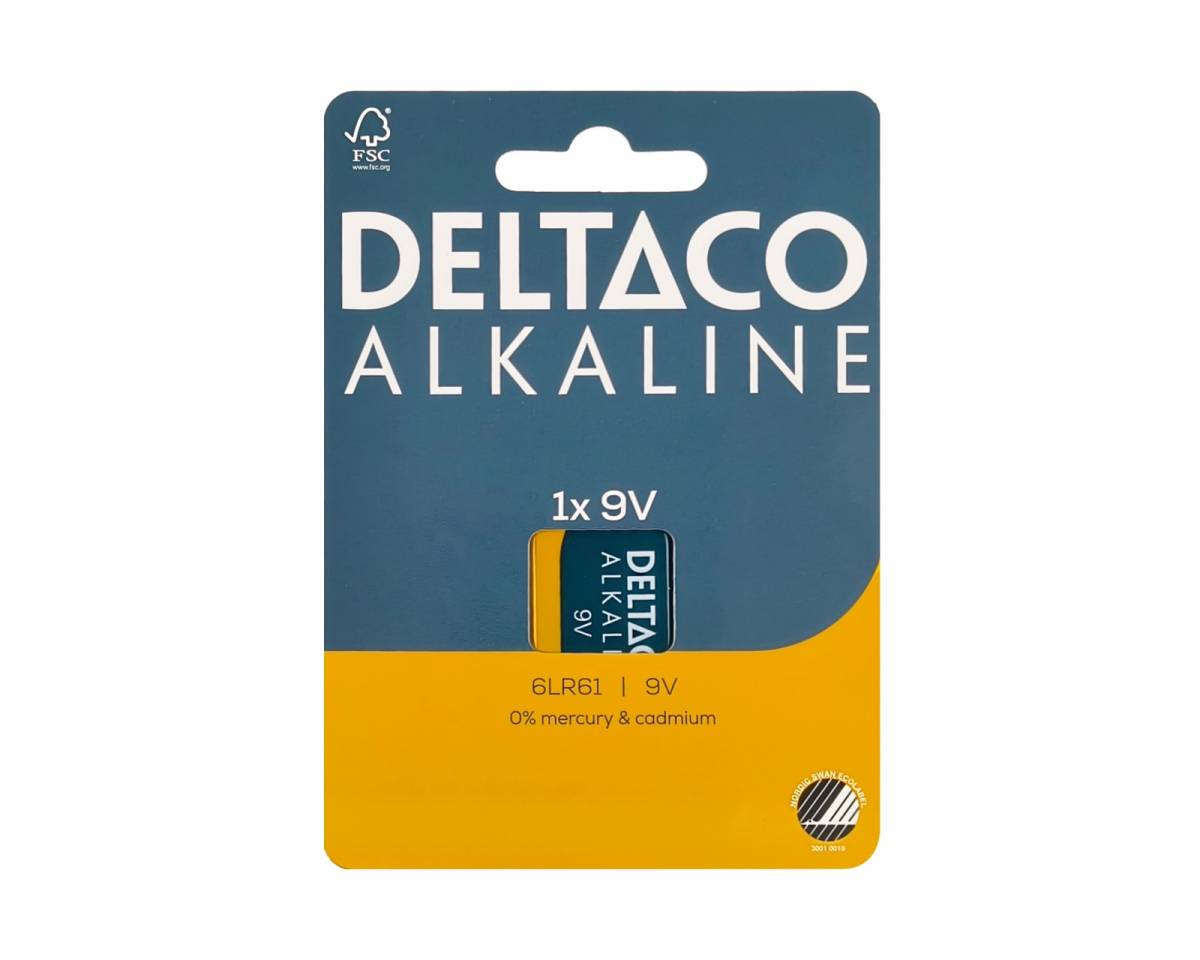 Deltaco 9V/6LR61 Alkaliskt batteri 1-pack