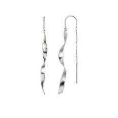 Stine A - Long Twisted Hammered Ørering - Single Sølv