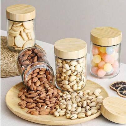 6 st 480 ml/300 ml (16,89/10,55 oz) glasburkar med lock, behållare för overnight oats, köksglasburkar, kökstillbehör, köksorganizer, kryddburkar, kryd - Multifärgad (6 st-300 ml,6 st-480 ml)