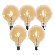 Set med 5 E27 3-stegs dimbar LED-lampa guld G125 4W 450lm 2700K