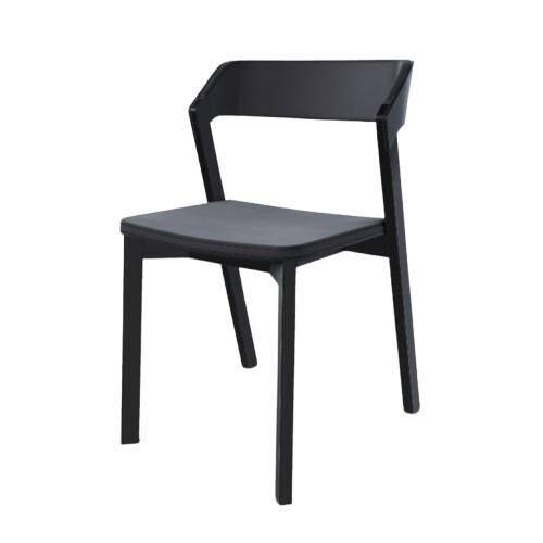 Merano Spisebordsstol Med Polstret Sæde & Ryg Sort/Prescott Black.