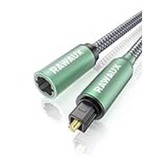 RAWAUX Optisk kabel förlängning 1 m optisk ljudkabel Toslink digital Audio Spdif kabel förlängningskabel uttag till kontakt kompatibel med Soundbar, Smart TV, hemmabio, PS4, grön