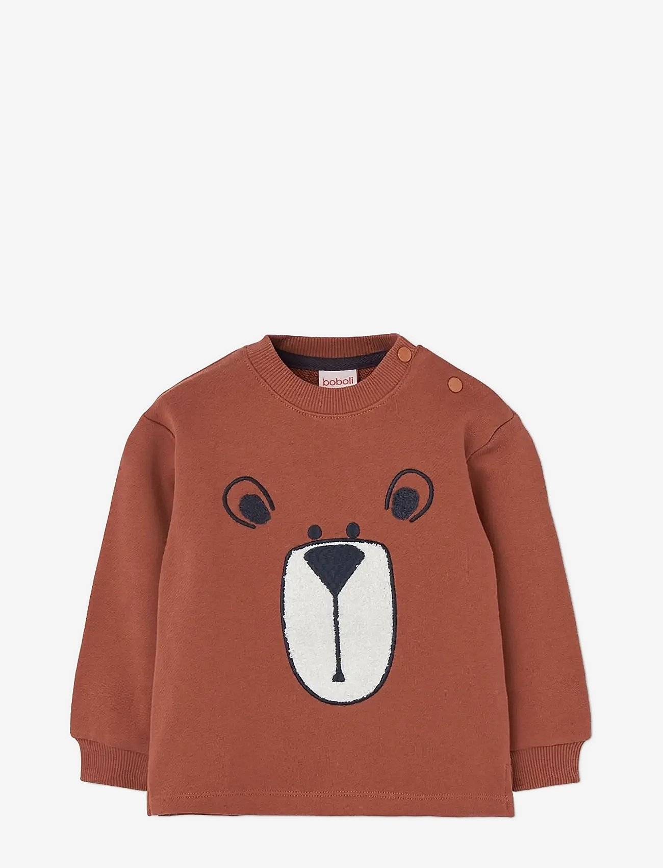 BOBOLI Fleece Sweatshirt For Boy -Bci | Brown | 86
