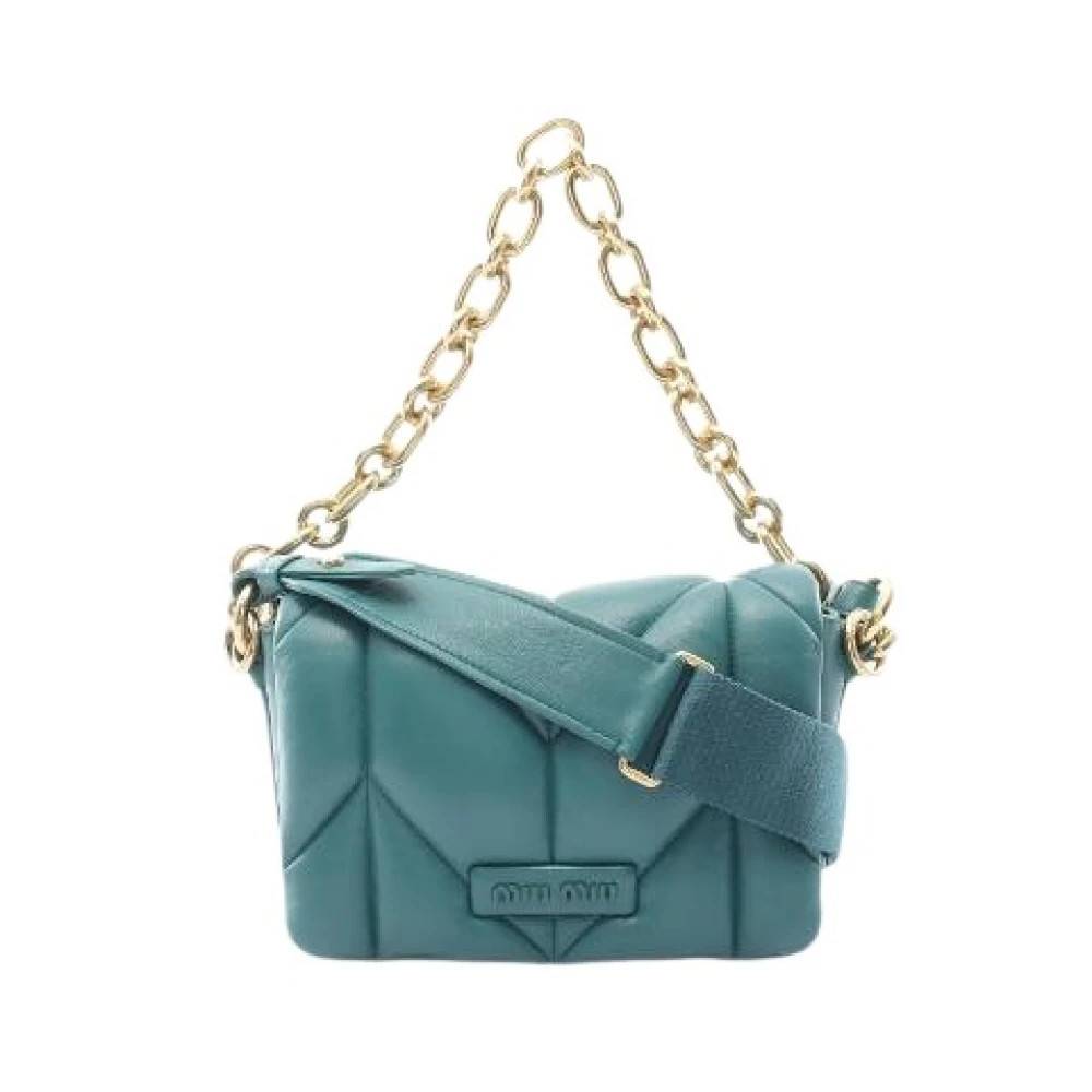 Miu Miu Pre-owned Pre-owned Trapuntata Læder 2way Skuldertaske - Vintage - Dame - Blå - ONE SIZE - Uld