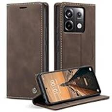 Cracedily Skal för Xiaomi Redmi Note 13 Pro 5G Case, Läderfodral Plånbok Skal, [Kortplatser] [Kickstand] stöttåligt folio flipfodral Wallet Leather Cover för Xiaomi Redmi Note 13 Pro 5G, Brun