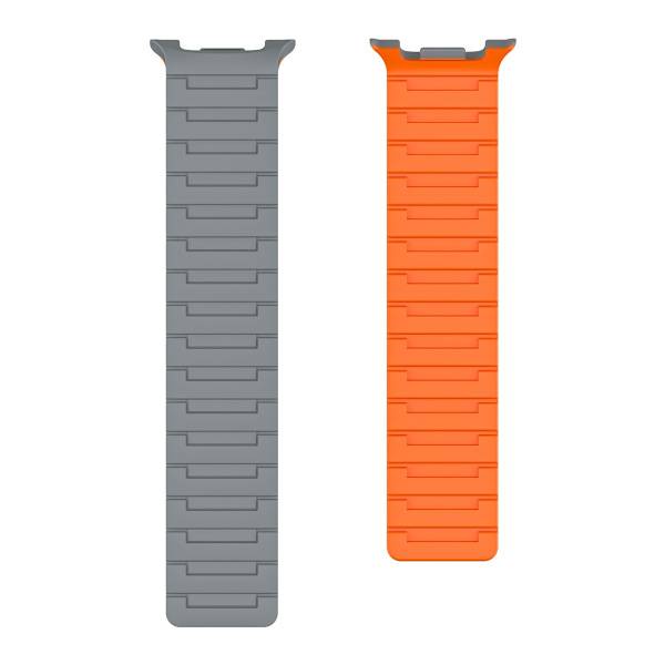 Magnetiskt silikonarmband kompatibelt med Samsung Galaxy Watch 8 (40/44/46mm), stark magnetisk stängning och stilrent silikonband Grey+Orange