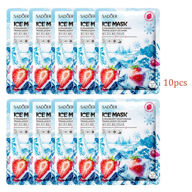 TEMU 10pcs Strawberry Moisturizing Ice Mask | Alcohol And Formaldehyde-free, Suitable For Types, Enhances Skin Appearance, Individually Packaged For Convenience, Glycerin-based Gel By Sadoer