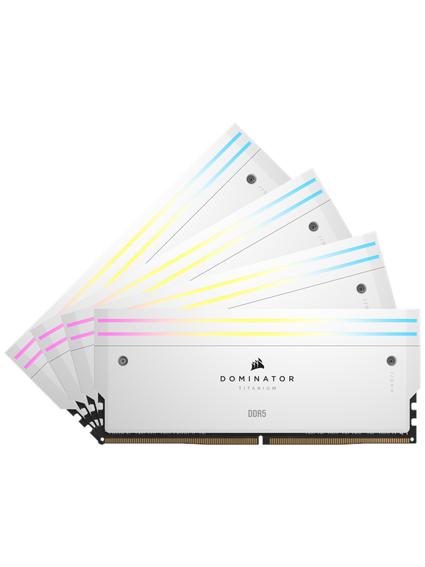 Corsair Dominator Titanium DDR5-6000 - 64GB - CL36 - Quad Channel (4 pcs) - Intel XMP - Hvid med RGB