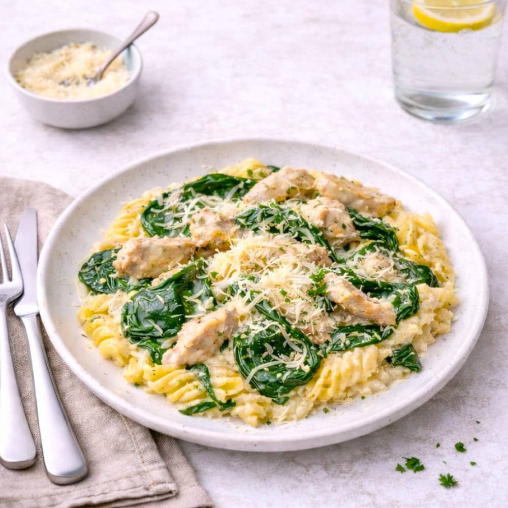 Alfredokyckling med pasta & spenatsås