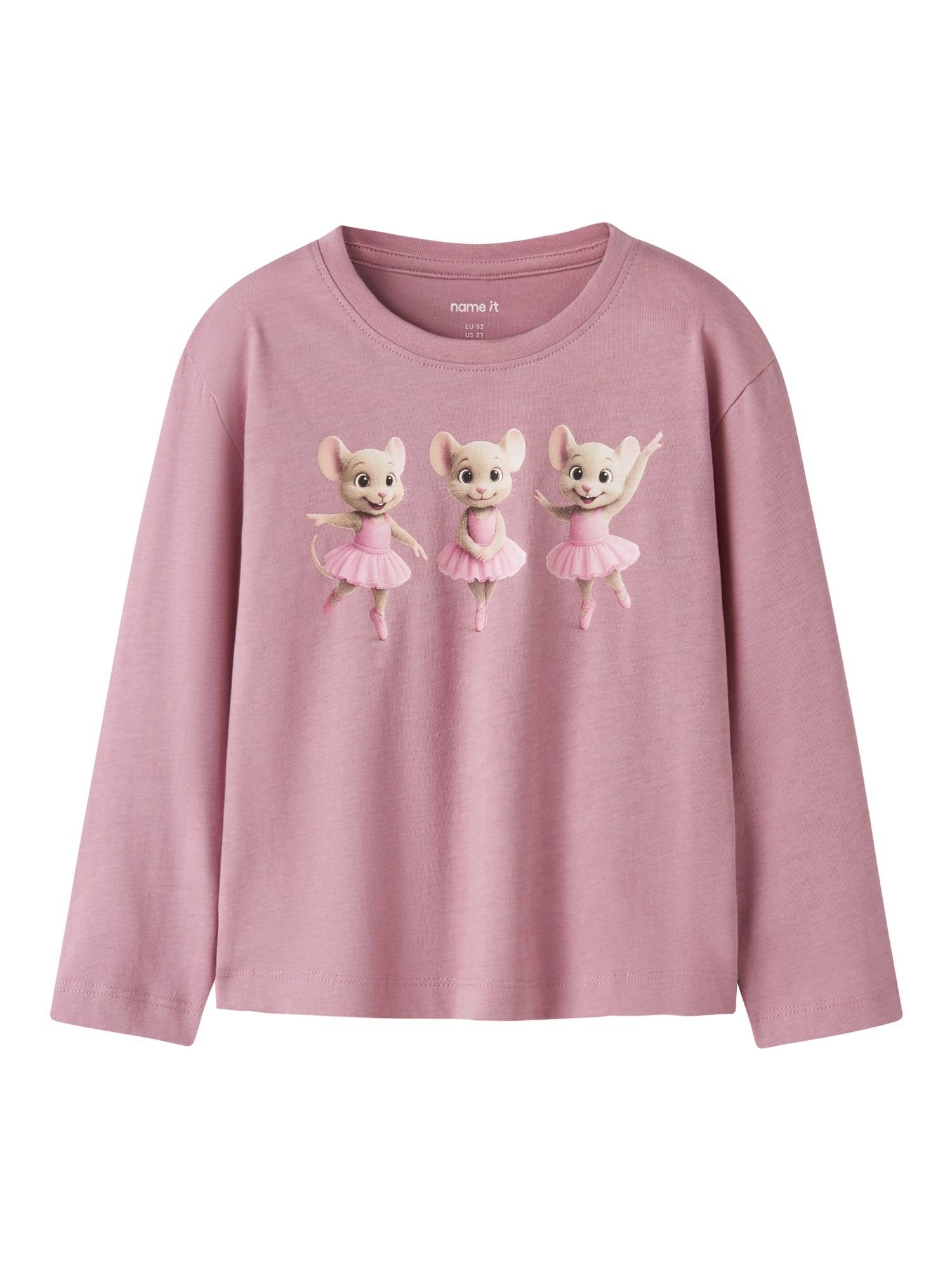 NAME IT T-shirt 'NMFVOTEA' kitt / pastelllila / ljusrosa