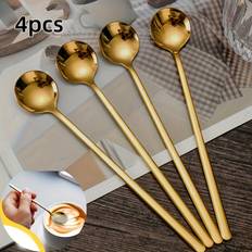 TEMU 4 Pcs 6.85'' Coffee Espresso Spoons, Stainless Steel Stirring Spoons, Tea Spoons, Long Handle Iced Tea Spoon, Tableware