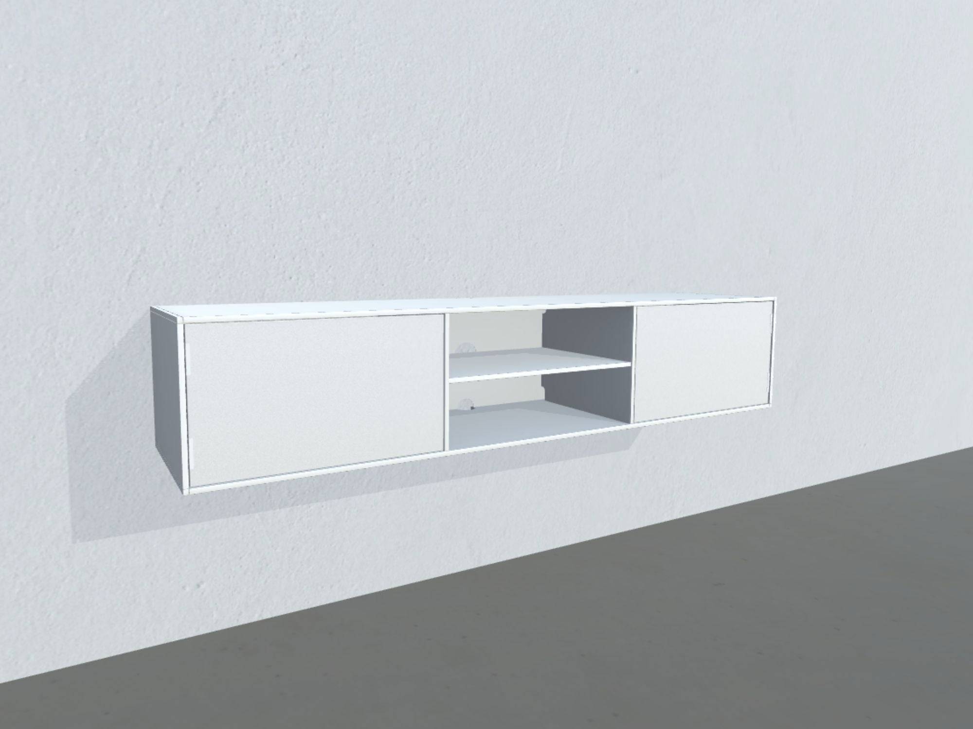 Square Classic TV-bord - opstilling 45 (malet træ korpus, hvidmalet korpus, hvid stoffront, dybde: 42 cm)