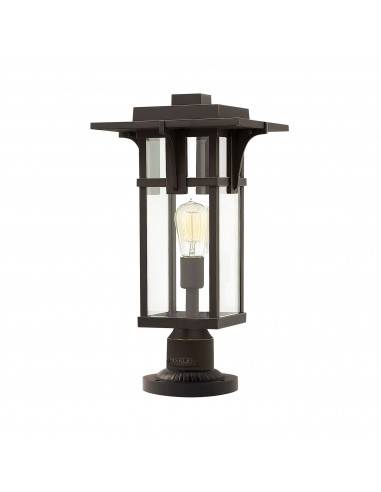 MANHATTAN Udendørs sokkellampe i aluminium og glas H49 cm 1 x E27 - Antik olieret bronze/Klar