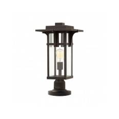 MANHATTAN Udendørs sokkellampe i aluminium og glas H49 cm 1 x E27 - Antik olieret bronze/Klar