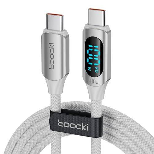 toocki 100W USB C till USB C-kabel, 2M 5A snabbladdningskabel PD QC5.0 med LED-skärm, kompatibel med iPhone 15/15 Pro/15 Pro Max MacBook Pro Air iPad Pro Air Galaxy S24 S23 Pixel Switch