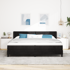 vidaXL Box Spring Seng med Madras Sort 200x200 cm Velour