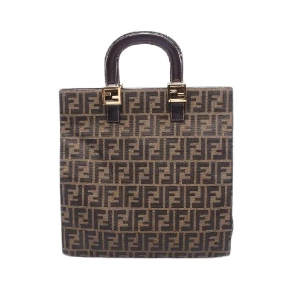 Fendi Vintage Pre-owned Zucca Canvas Leather Tote Bag - Vintage - Dame - Brun - ONE SIZE - Læder