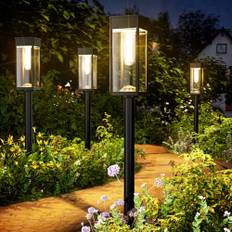 Solarlampen Außen Garten,Garten Solarleuchten Aussen 4 Stücke mit Längere Arbeitzeit, IP65 Wassserdicht Solar Gartenlampe, Extrem Helle Outdoor Solar Lights für Terrase Warmes Weiß