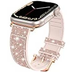 Neitra Kompatibel med Apple Watch-remmar 38 mm 40 mm 41 mm, Bling mjukt silikon ersättningsband, färgskiftande smartklockarmband för iWatch Series 9 8 7 6 5 4 3 SE 2023 (rosa roséguld guld)