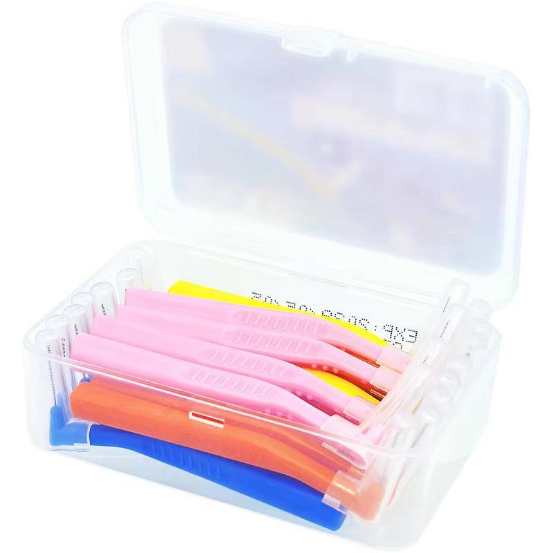 20Pcs L-Type Interdental Brush For Braces Soft Micro Brush Push-Pull Design Teeth Cleaning Orthodontic Care