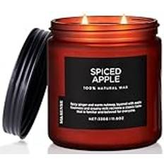 M&SENSE Doftljus i Glas, Spiced Apple 2 Wick Naturliga Sojaljus 330g, 70 Timmars Långvarig Brinntid, Starkt Doftande Julhelg Ljus, Gåva & Heminredning