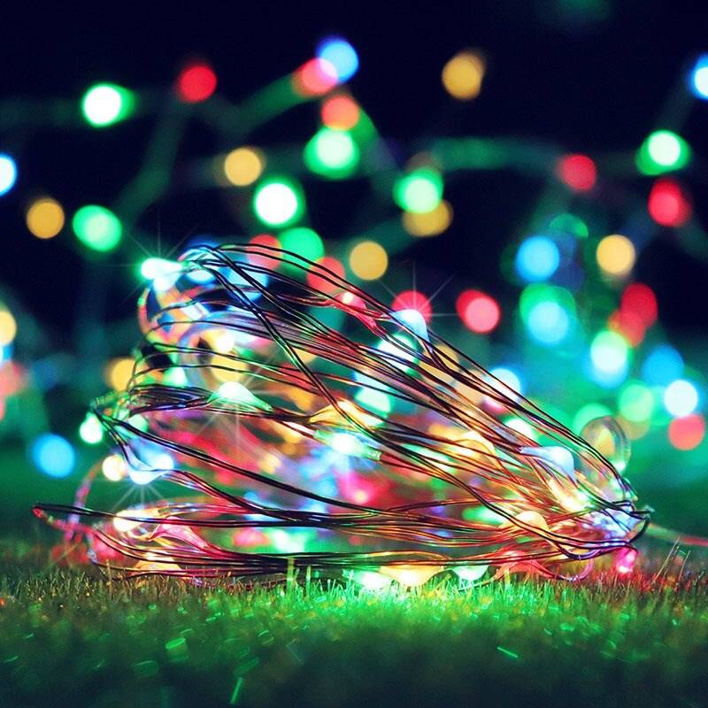 2/5/10m led fairy lights string usb power julbröllopsfest dekoration vattentät stjärnklar ljusslinga - Flerfärgad / 10m