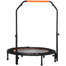 102 cm Fitness Trampolin, Sammenfoldelig Mini Trampolin med fire-vejs højdejusterbart håndtag, Fitness Rebounder til voksne, op