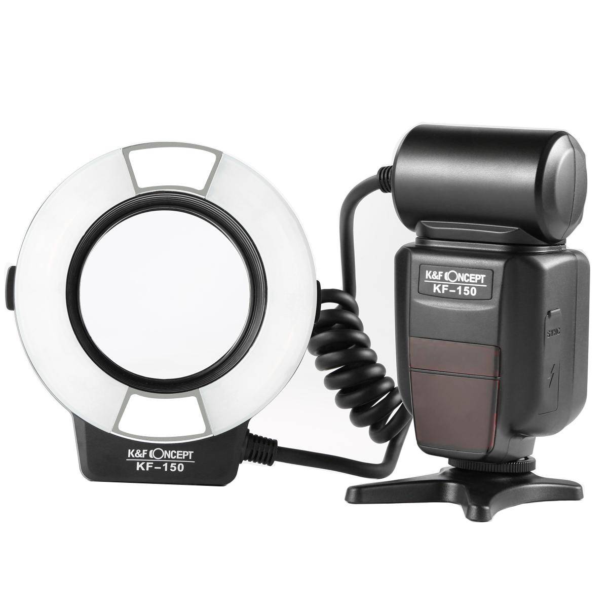 KENTFAITH K&F Concept Ring Flash Light KF-150C E-TTL Macro Flash Ring with 52 55 58 62 67 77mm Adapter for Canon DSLR Camera EOS 1300D 750D 200D 5D Mark 2 IV 80D 650D 600D 70D Macro Flash Ring,Ring Flash Canon