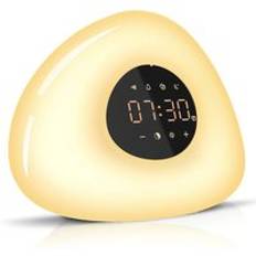 Soluppgång väckarklocka vakna nattljus solnedgång digital klocka med snooze-funktion naturljud sömnhjälp 7 färger lampa - Au plugg
