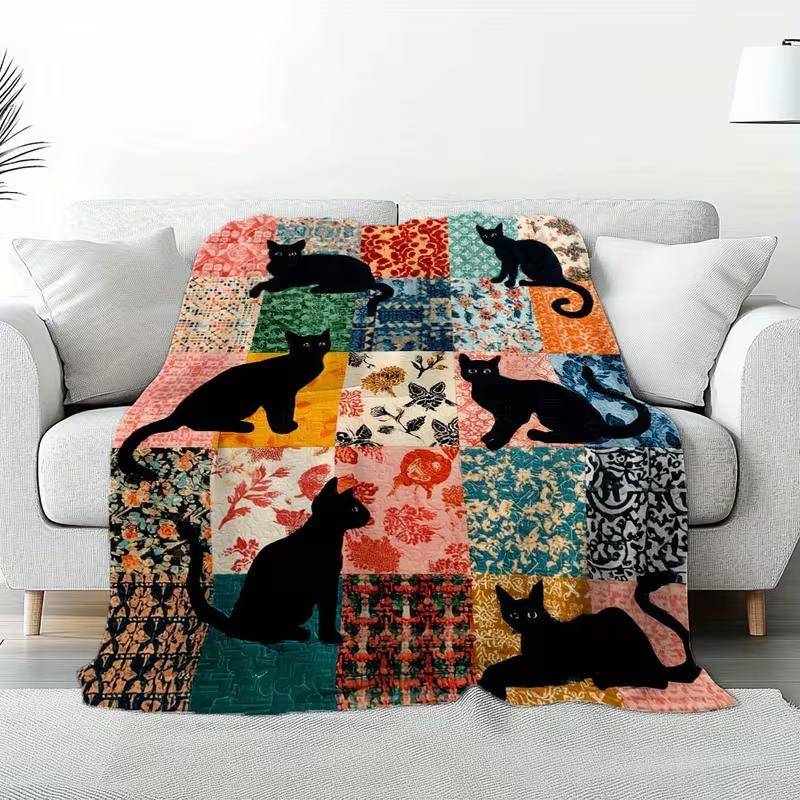 Paw Prints in Quilt Bedroom Living Room Bed Couch Chair Soft Warm Flannel Gifts for Family Camp Travel Flannel Fabric Blankets