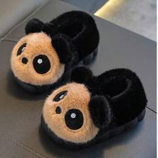 1 par Panda plyschtofflor för småbarn pojkar flickor, inomhus slip-on vinterskor - Brun (EUR22-23,EUR24-25,EUR26-27,EUR28-29,EUR30-31,EUR32-33,EUR34-35)