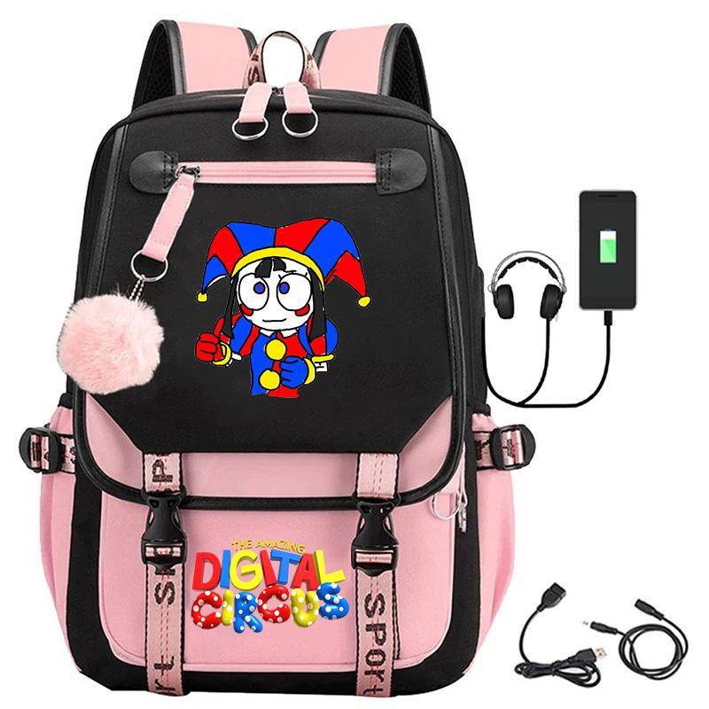 Ny Digital Cirkus Digital Cirkus Perifer Ryggsäck Elev Skolväska Skicka Hårboll black