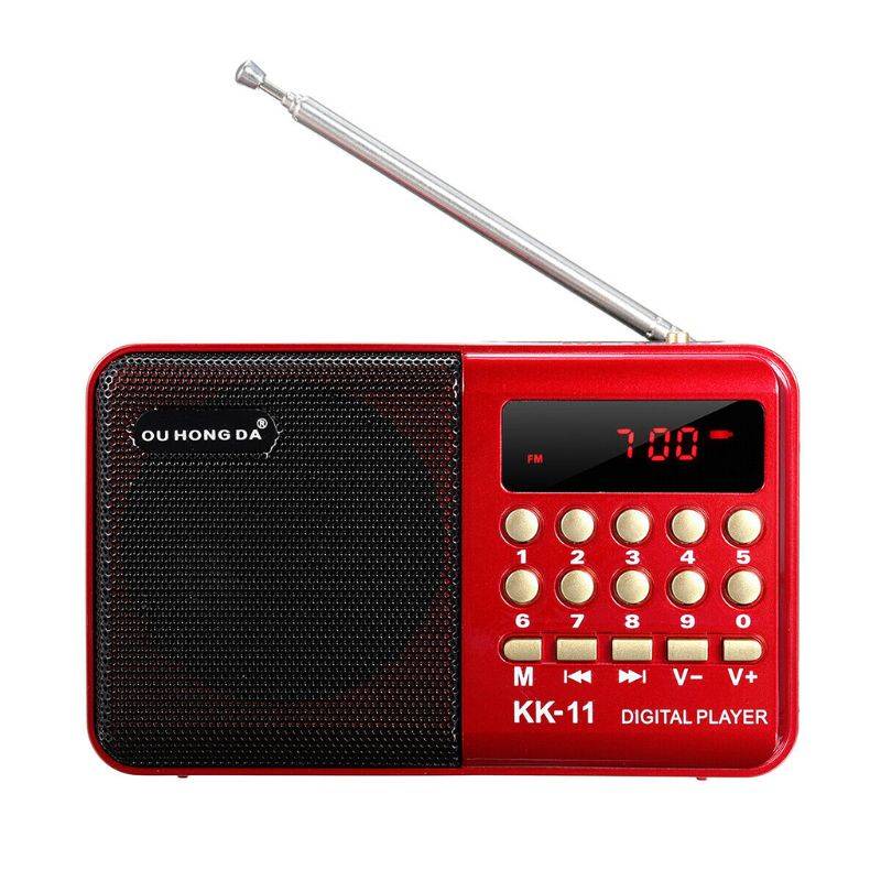 Mini bärbar handhållen k11 radio multifunktionell uppladdningsbar digital fm usb tf mp3 spelare högtalare levererar
