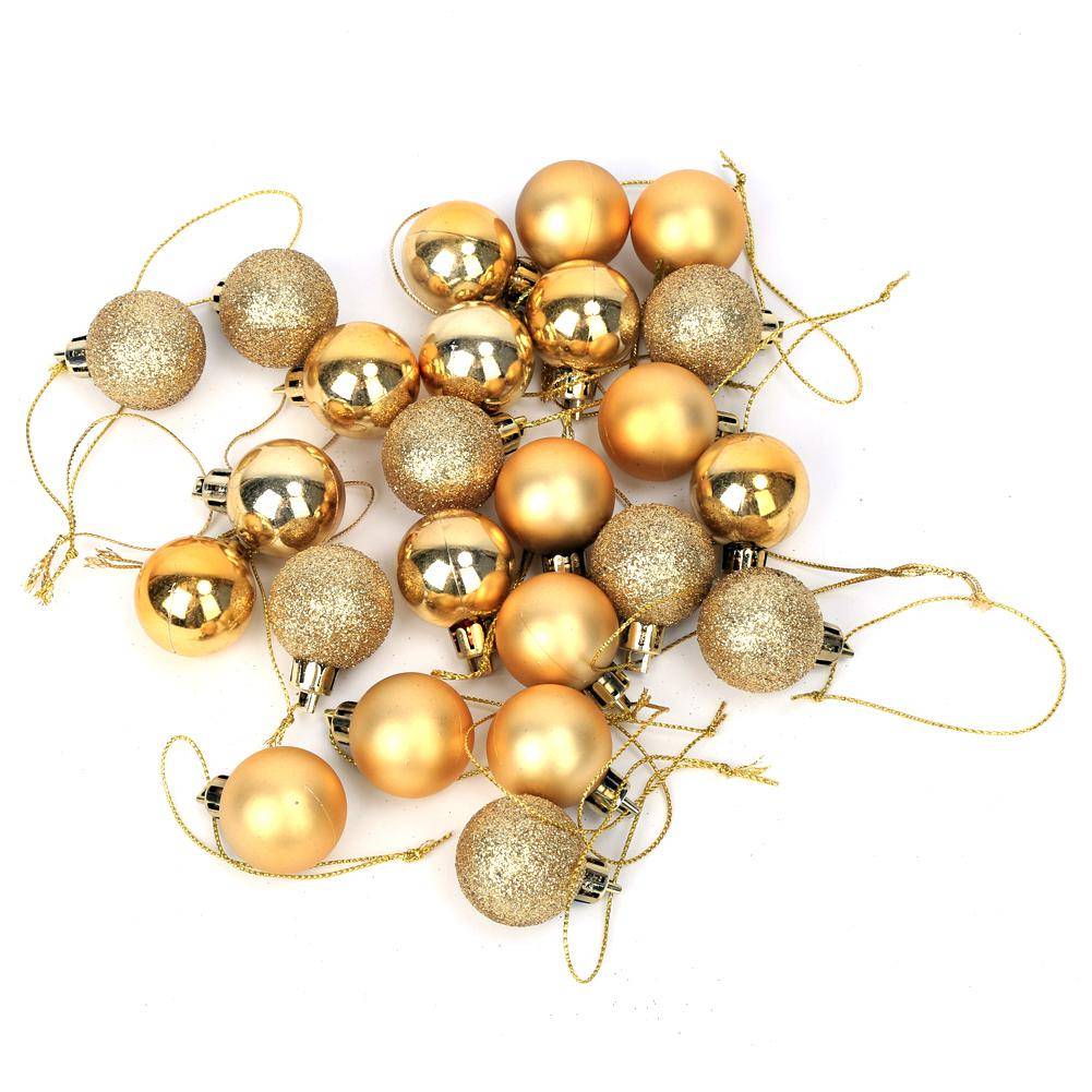 24 st Julgransdekorationskula Hängande Hem Julpynt Guld