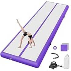 Airtrack matta, 20 cm hög, 6 m, uppblåsbar gymnastikmatta, AirTrack gymnastik, yogamatta, taekwondo, camping, träningsmatta