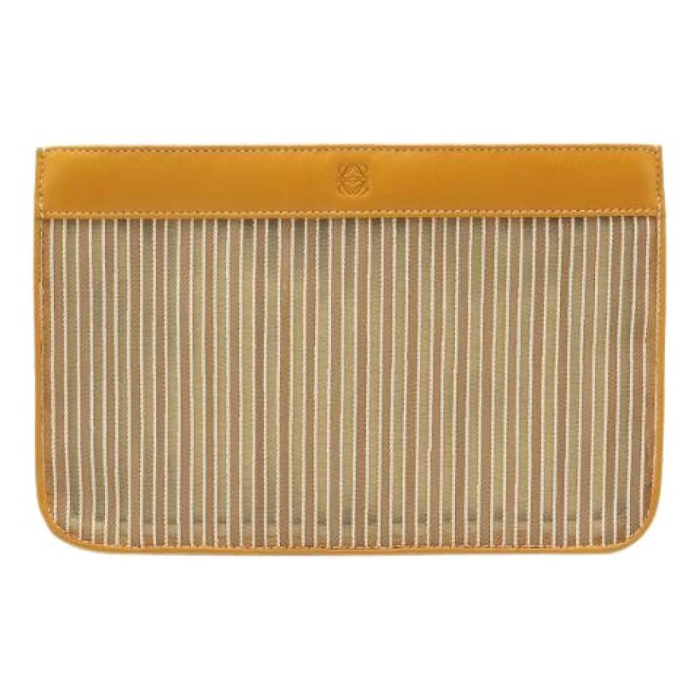 Loewe Pre-owned Pre-owned Anagram Mesh Leather Pouch - Vintage - Dame - Gul - ONE SIZE - Læder