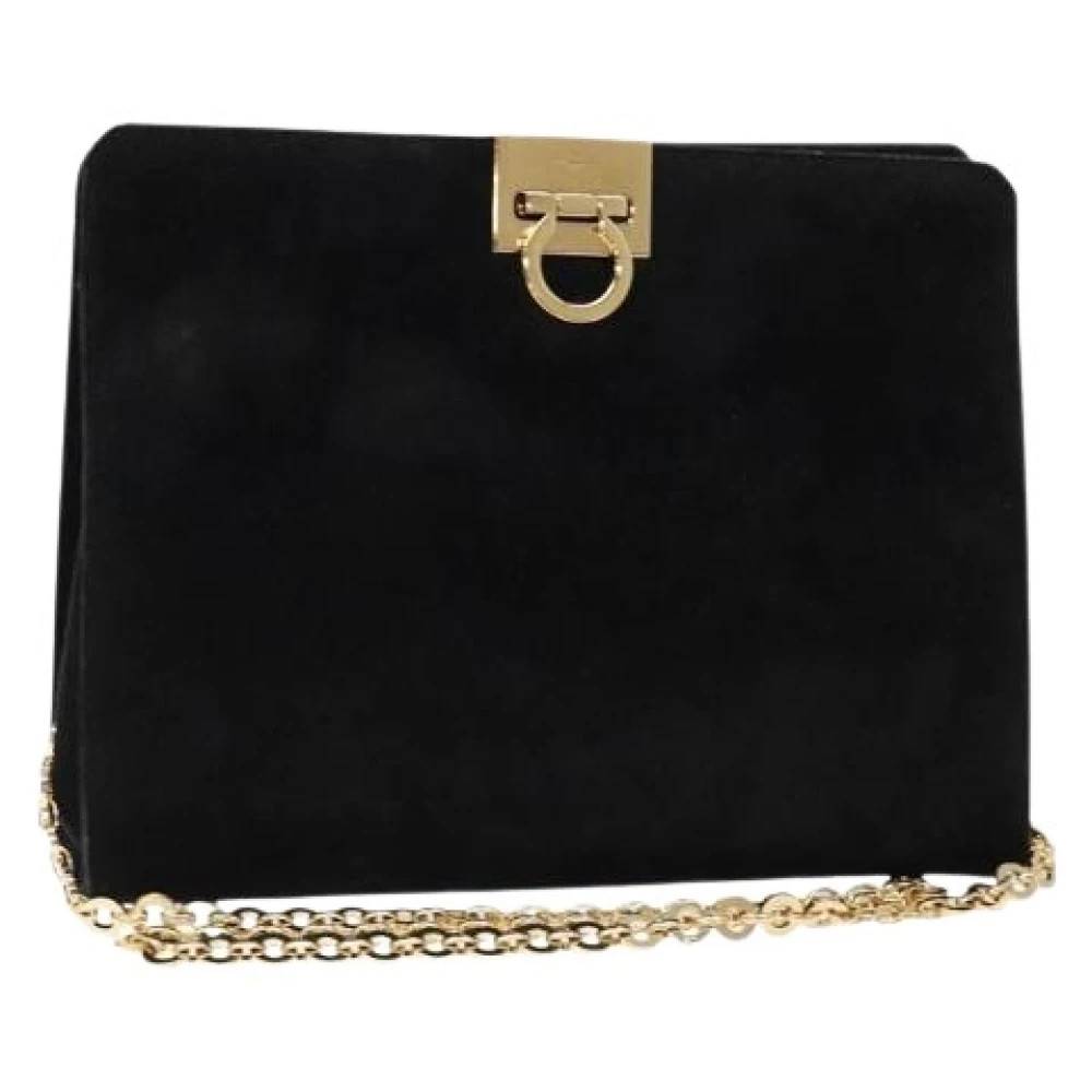 Salvatore Ferragamo Pre-owned Pre-owned Ruskind Skuldertaske - Vintage - Dame - Sort - ONE SIZE - Uld