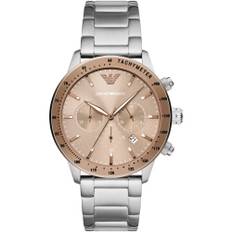 Emporio Armani Bronze and Silver Steel Chronograph Watch