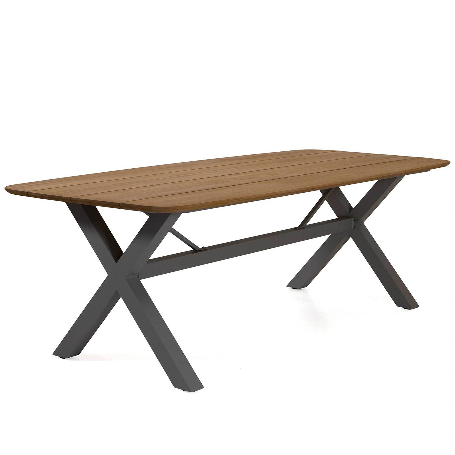 York matbord antracit/teak - 220x100 cm - Mörkgrå/Träfärgad