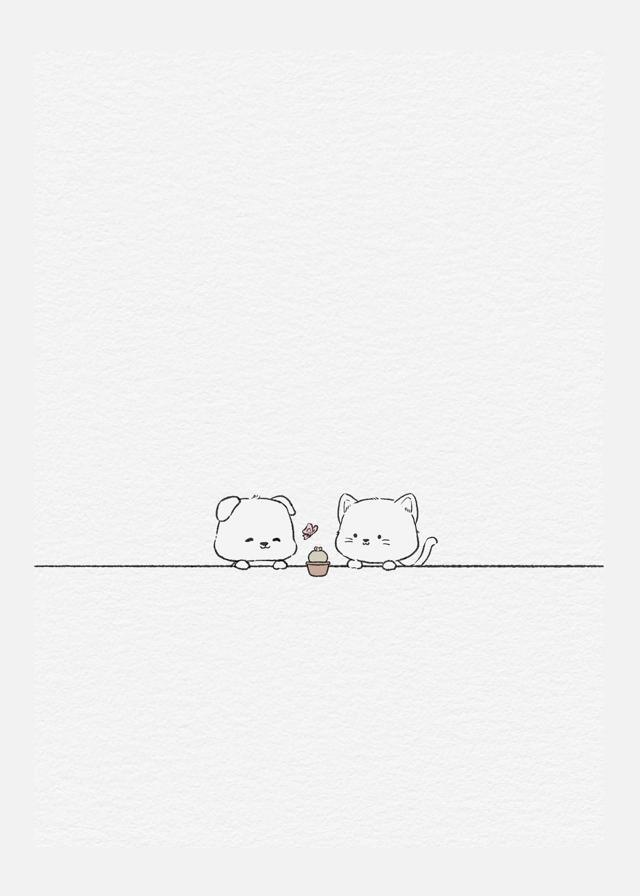 Cat And Dog In Love Canvastavla (70x100 cm)