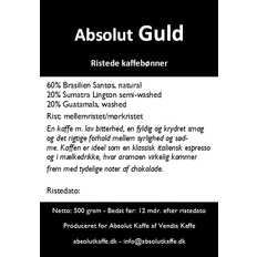 Absolut Guld 500g friskristede bønner - Ristet: 9. december