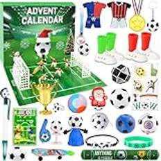Fotbollsadventskalender 2024 för barn julkalender, 24 dagars fotboll adventskalender 2024 nedräkning jul present för flickor pojkar fotboll entusiaster