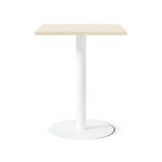 Cafébord Kvadrat - Runt pelarstativ, Storlek 60x60 cm, Bordsskiva Björk, Stativ Vit