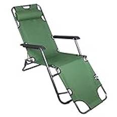 Reclining Sun Loungers In Garden Outdoors Summer Folding Beach Chair Sun Loungers Outdoor Folding Recliner Portable Back Fishing Chair (Green 153cm)